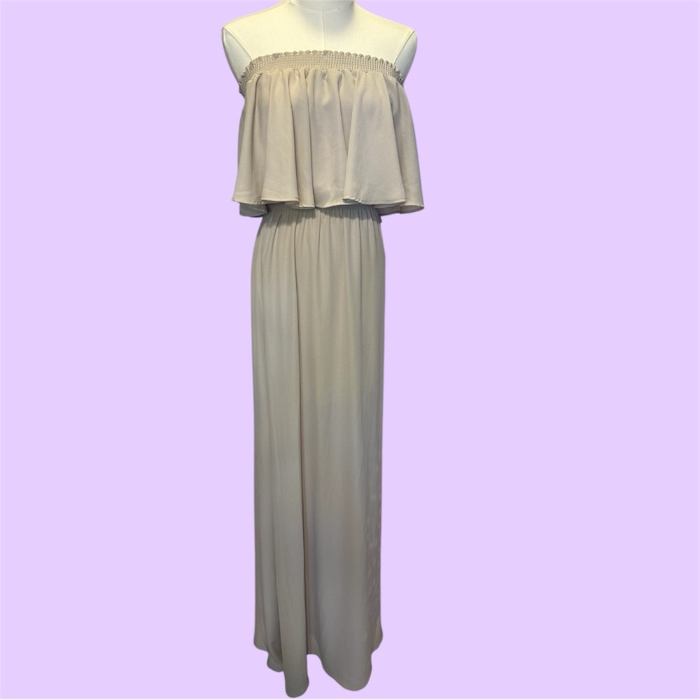 Show Me Your MuMu Strapless Light Tan Maxi/ Bridesmaid Dress